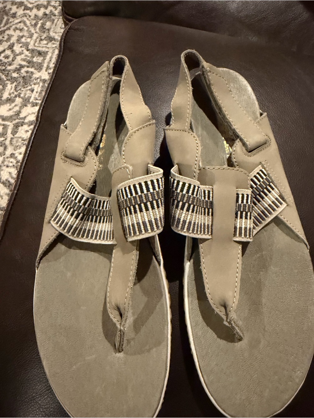 Sorel Taupe Strappy Sandal with Embroidered Accent